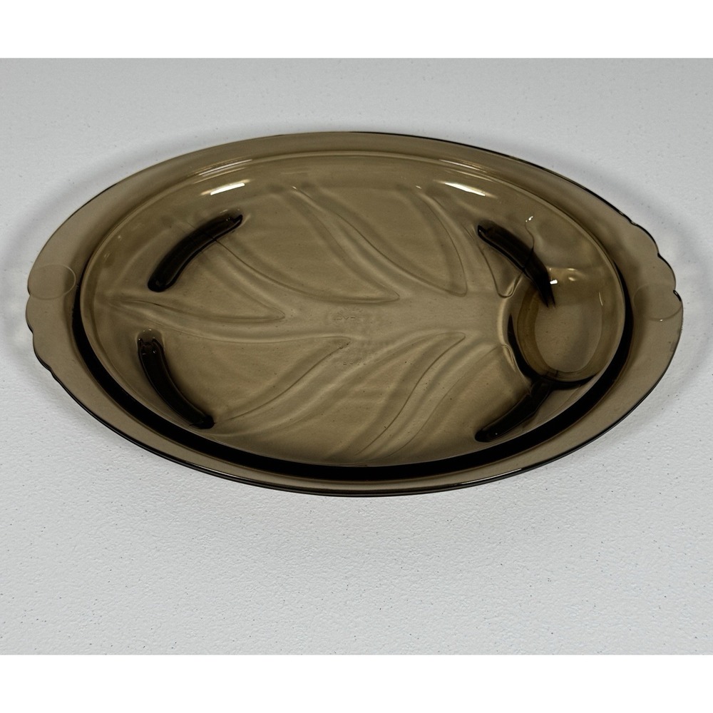 Vintage Pyrex Fireside Tree of Life Well & Tree Platter 8-24 Smoky Brown Glass